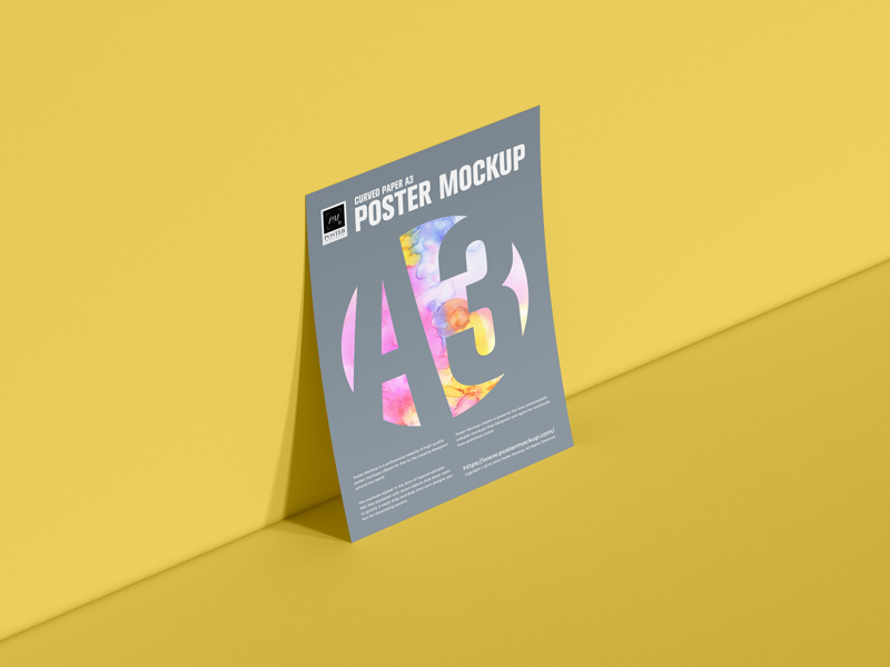 Free-Curved-Paper-A3-Poster-Mockup-PSD-1