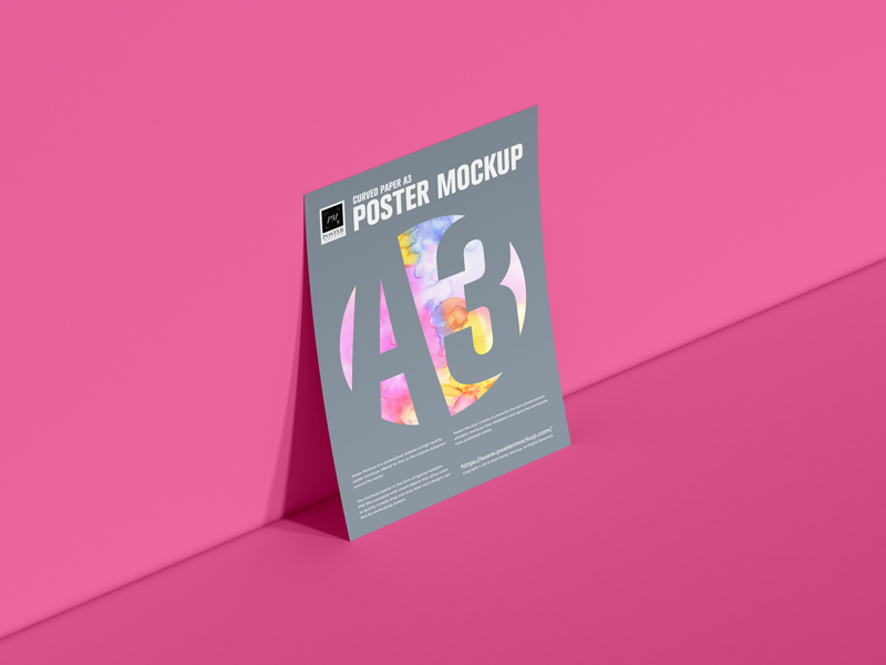 Free-Curved-Paper-A3-Poster-Mockup-PSD-2