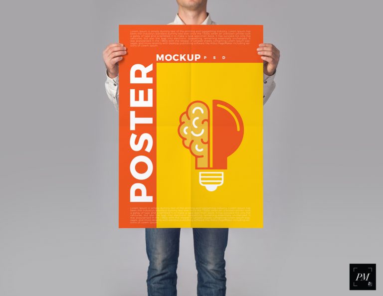 Download Man Holding Poster Mockup PSD To Showcase Creative Designs ...