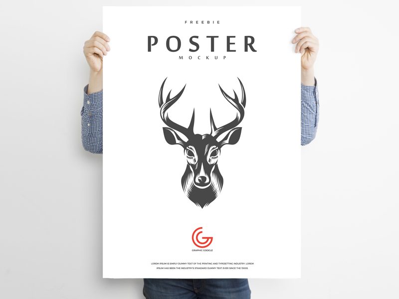 Man holding poster mockup free information