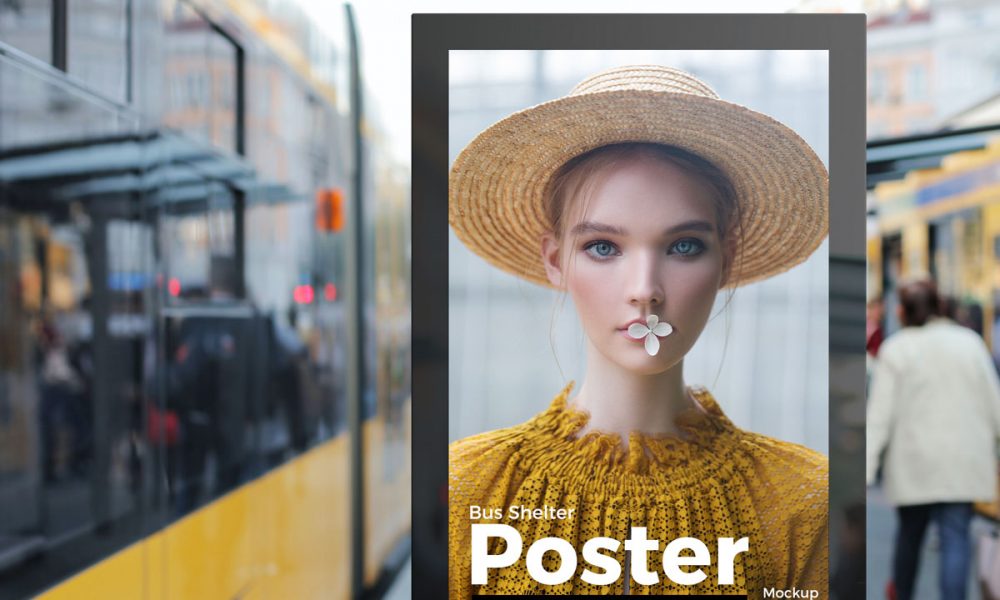 Download Bus Shelter Poster Mockup PSD Template - Poster Mockup