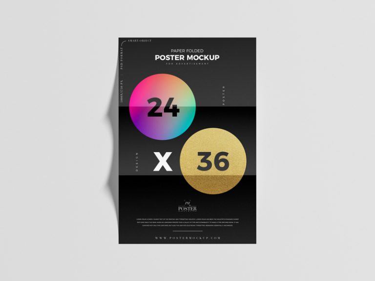 Download Paper Folded 24x36 Poster Mockup PSD - Poster Mockup