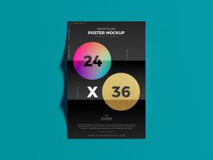 Download Paper Folded 24x36 Poster Mockup PSD - Poster Mockup