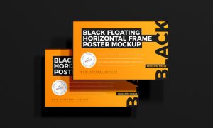 Free-Black-Floating-Horizontal-Frame-Poster-Mockup