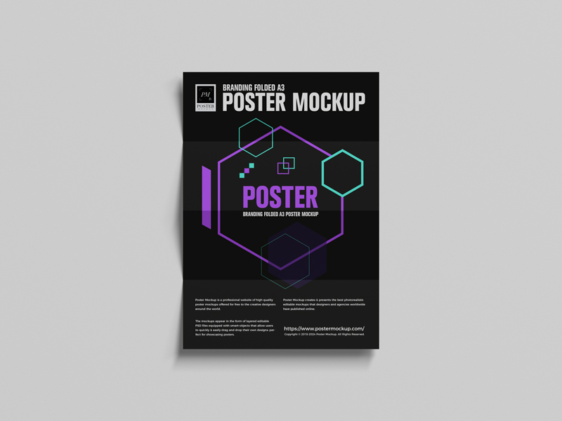 Free-Branding-Folded-A3-Poster-Mockup