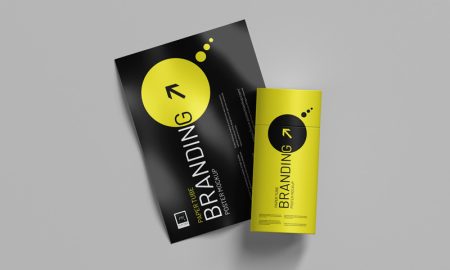 Free-Branding-Paper-Tube-with-Poster-Mockup